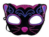 Siyah Kadife Kaplama Üzeri Pembe Mavi Sim İşlemeli Kedi Maskesi 20x13 Cm thumbnail 1