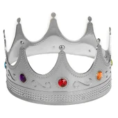 Gümüş Renk Yetişkin Çocuk Uyumlu Kral Tacı Kraliyet Tacı 60 Cm thumbnail 2