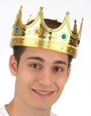 Altın Renk Yetişkin Çocuk Uyumlu Kral Tacı 60 Cm thumbnail 2