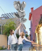 Metalize Parlak Gümüş Kalp Şekilli Uçan Balon Folyo 18 İnç 45 Cm 10 Adet thumbnail 3