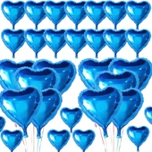 Metalize Parlak Mavi Kalp Şekilli Uçan Balon Folyo 18 İnç 45 Cm 25 Adet thumbnail 1
