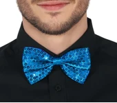 Gece Işıltısı Açık Mavi Turkuaz Payetli Pullu Papyon 7x2 Cm thumbnail 3