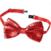 Gece Işıltısı Kırmızı Payetli Pullu Papyon 7x2 Cm thumbnail 3