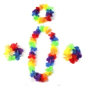 Rengarenk Hawaii Kolye Taç Bileklik Seti 4 Parça - 2