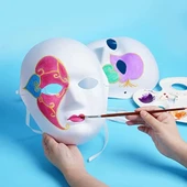 Beyaz Renk Boyanabilir Anonim Tam Yüz Cosplay Maske 24x18 Cm thumbnail 4