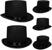 Yetişkinler İçin Siyah Renk Ringmaster Sihirbaz Şapkası Fötr Şapka 15 Cm thumbnail 2