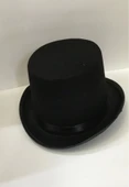 Yetişkinler İçin Siyah Renk Ringmaster Sihirbaz Şapkası Fötr Şapka 15 Cm thumbnail 4