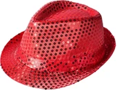 Disko  Kırmızı Payetli Fötr Şapka Yetişkin Boy thumbnail 1