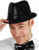 Disko  Siyah Payetli Fötr Şapka Yetişkin Boy thumbnail 2
