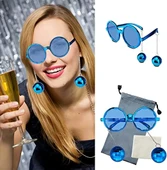 Mavi Renk Disko Toplu Küpeli Parlak Yılbaşı Parti Gözlüğü thumbnail 3
