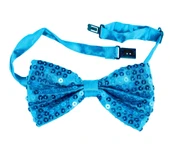 Gece Işıltısı Açık Mavi Turkuaz Payetli Pullu Papyon 7x2 Cm thumbnail 2