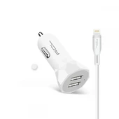 ACL AC-90 2.4A, 10W 2xUSB, 1mt Lightning Kablolu Araçiçi Şarj Aleti Araç İçi Şarj thumbnail 1