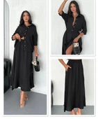 Lucky Life Kadın Keten Kumaş Gömlek Ve Etek Ikili Takim - 10