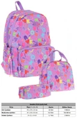 Kaukko Brokar Üçlü Okul Çanta Seti - Mor - Kalp ve Kaukko Baskılı - Kız Çocuk thumbnail 2