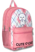 Cennec 5024 (Love Cute Cat - Beyaz Pembe - Kız Çocuk) Okul Çantası thumbnail 1