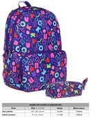 Kaukko Brokar Kalp ve Kaukko Baskılı Lacivert Kız Çocuk Okul Çantası ve Kalemlik Seti thumbnail 2