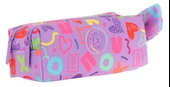 Kaukko Kız Çocuk İki Bölmeli Mor Kaukko Kalp Baskılı Kalem Çantası/Kalemlik - K2695 thumbnail 1