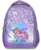 Ümit Çanta Nakışlı Unicorn Kız Çocuk Üç Gözlü Lila Renk Okul Çantası - 5027 thumbnail 2