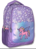 Ümit Çanta Nakışlı Unicorn Kız Çocuk Üç Gözlü Lila Renk Okul Çantası - 5027 thumbnail 1