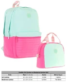 Kaukko Quick Yeşil Pembe Kapitone Detaylı Okul Çantası ve Isı Yalıtımlı Beslenme Seti - Kız Çocuk thumbnail 2