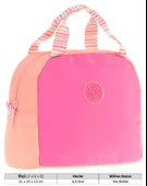 Kaukko Kız Çocuklarına Özel Pembe Somon İki Renkli Beslenme Çantası (Isı Yalıtımlı) (K9064) thumbnail 3