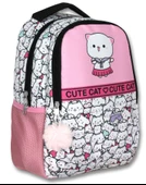 Cennec 5012 (Sevimli Kediler - Pembe Beyaz - Kız Çocuk) Okul Çantası thumbnail 1
