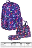 Kaukko Brokar Üçlü Okul Çanta Seti - Lacivert - Kalp ve Kaukko Baskılı - Kız Çocuk thumbnail 3