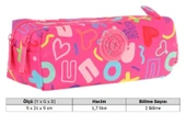 Kaukko Kız Çocuk İki Bölmeli Pembe Kaukko Kalp Baskılı Kalem Çantası/Kalemlik - K2694 thumbnail 3