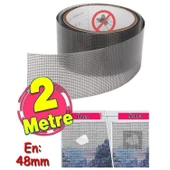 Yapışkanlı Sineklik Yaması Tülü Tamir Bandı Bantı Delik Fiber Tül Yapıştırma Gri 48 mm X 2 Metre - 1