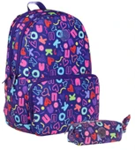 Kaukko Brokar Kalp ve Kaukko Baskılı Lacivert Kız Çocuk Okul Çantası ve Kalemlik Seti thumbnail 1