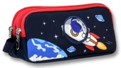 Ümit Çanta Erkek Çocuklar İçin İki Bölmeli Astronot Desenli Kalemlik - Lacivert Kırmızı - 5044 - 1