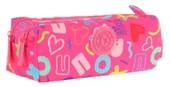 Kaukko Kız Çocuk İki Bölmeli Pembe Kaukko Kalp Baskılı Kalem Çantası/Kalemlik - K2694 thumbnail 1