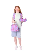 Kaukko Brokar Üçlü Okul Çanta Seti - Mor - Kalp ve Kaukko Baskılı - Kız Çocuk thumbnail 3