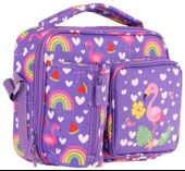 Kaukko Kız Çocuk, Pembe Mor, Flamingo Desenli Isı Yalıtımlı Üç Bölmeli (Matara Cepli) Okul Beslenme Çantası L7226 thumbnail 1