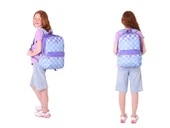 Kaukko Nature Mor Mavi Papatya ve Kare Desenli Okul Çantası ve Isı Yalıtımlı Beslenme Seti - Kız Çocuk thumbnail 3