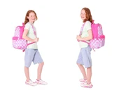 Kaukko Nature Üçlü Kız Çocuk Okul Çanta Seti - Pembe - Dama ve Kalp Desenli thumbnail 4