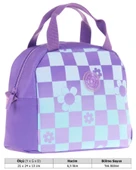 Kaukko Kız Çocuklarına Özel Mor Mavi Papatya ve Dama Baskılı Beslenme Çantası (Isı Yalıtımlı) (K9060) thumbnail 3