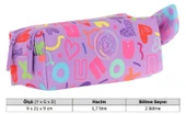 Kaukko Kız Çocuk İki Bölmeli Mor Kaukko Kalp Baskılı Kalem Çantası/Kalemlik - K2695 thumbnail 3
