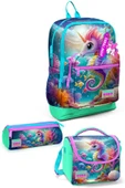 Coral High Kids Mavi Su Yeşili Denizatı Desenli 3'lü Okul Çanta Seti SET0123772 - Kız thumbnail 1