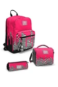 Coral High Pembe Siyah Beyaz Desenli 3'lü Okul Çanta Seti SET0123678 - Kız thumbnail 1