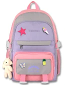 Cennec Çok Bölmeli Kız Çocuk Pembe Gri İlkokul ve Günlük Sırt Çantası - 5072 thumbnail 2
