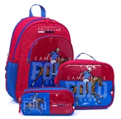 Cambridge Polo Club Riders Edition 3'lü Erkek İlkokul Çanta Seti - Saks Mavi - PLCAN2114 thumbnail 1