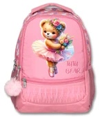Ümit Çanta Üç Gözlü Kız Çocuk İlkokul Çantası - Balerin Ayıcık - Pembe - 5000 thumbnail 2