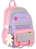 Cennec Çok Bölmeli Kız Çocuk Pembe Gri İlkokul ve Günlük Sırt Çantası - 5072 thumbnail 1