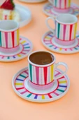 Tabak Evi Porselen Color Stripe Kahve Fincan Takımı 90cc 6 Kişilik 12 Parça - 4