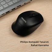 Philips SPK7448 Kablosuz 1600DPI 3 Tuşlu Optik Mouse Siyah thumbnail 2