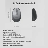 Philips SPK7448 Kablosuz 1600DPI 3 Tuşlu Optik Mouse Siyah thumbnail 4
