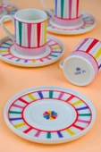 Tabak Evi Porselen Color Stripe Kahve Fincan Takımı 90cc 6 Kişilik 12 Parça - 3