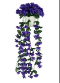 Nettenevime Yapay Çiçek Sarkan Mor Menekşe Krem Rengi Saksıda 4 Sarkan Dallı 70cm - 1