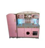 Boyalı 3 Kapaklı Oyuncak Buzdolabı Mutfak Seti - 4